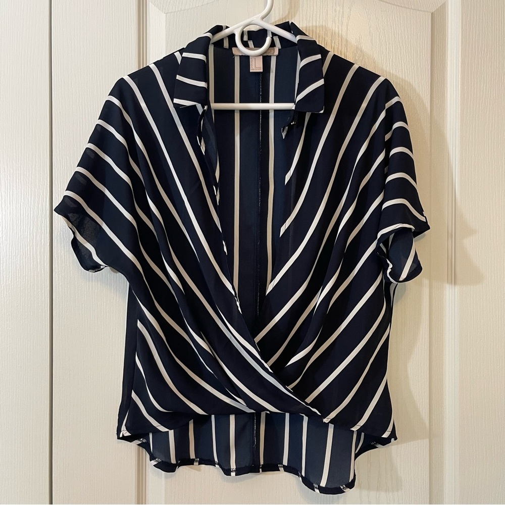 Striped Open Blouse